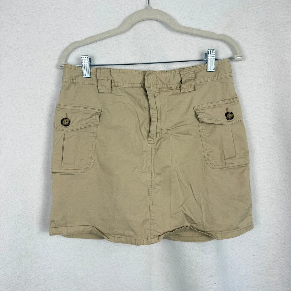 Skort Womens 6 Cargo Utility Pockets Cotton Blend Khaki Tan Casual